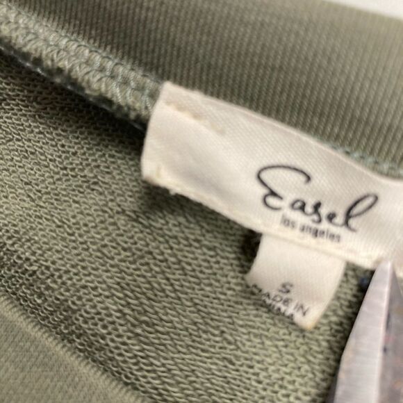 EASEL, olive green Women’s dress, Size Small long sleeves sweater cuffs pockets - Picture 5 of 9